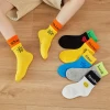 Wholesale of 5 pairs of new autumn and winter children's socks, men's and women's mid-calf spliced trendy socks, ball sports socks, cotton series Specification image